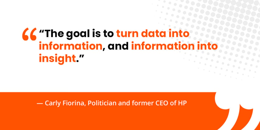 “The goal is to turn data into information, and information into insight.”   — Carly Fiorina, Politician and former CEO of HP 